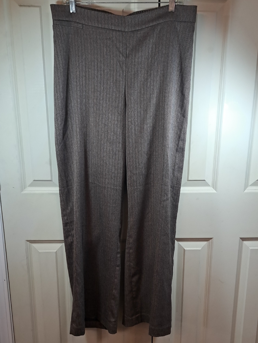 Catherines Wide-Leg Dress Pants in Gray Pinstripe - Picture 1 of 7